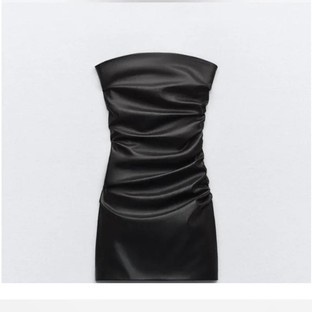 Never Worn Zara Mini Strapless Faux Leather Dress